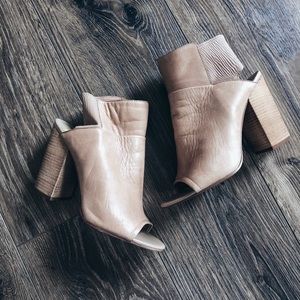 Tan peep toe booties
